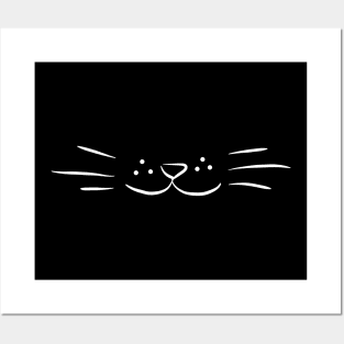 Minimalist Cat Whiskers Line Art Posters and Art